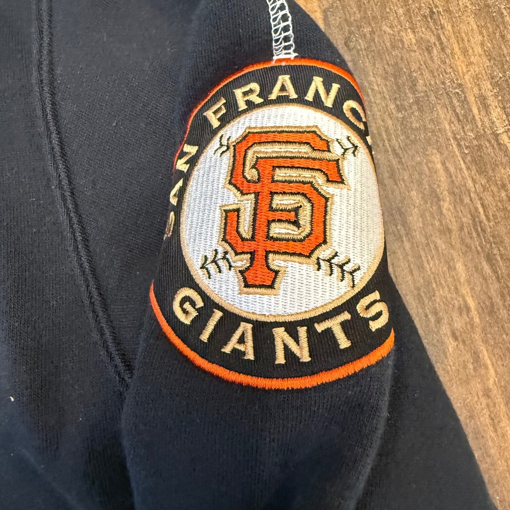 Majestic San Francisco Giants Hoodie Mens XL Black MLB Pullover Thermal Lined - Picture 3 of 9